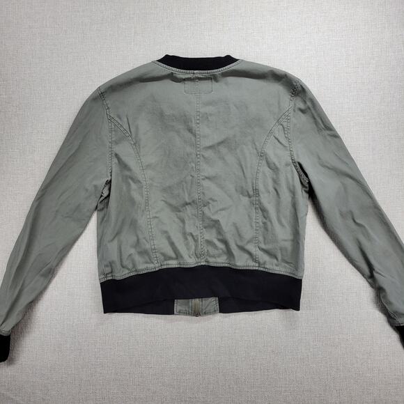 Sanctuary Womens Jacket Size M Olive Green Zip Up Military Twill Bomber Crop - Picture 5 of 13